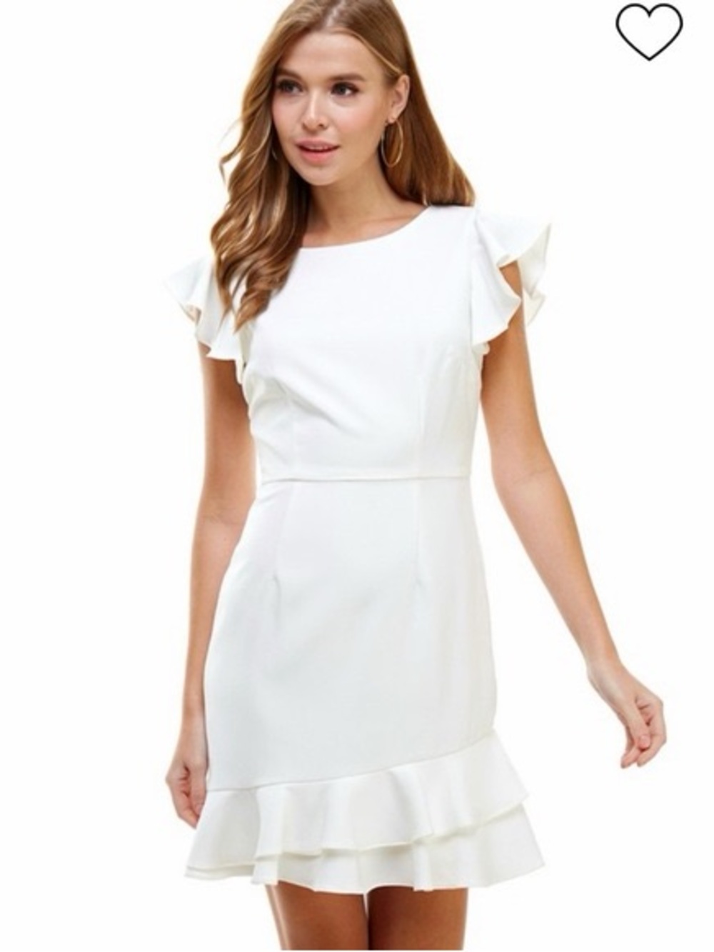 TCEC White Ruffle Sleeve Mini Dress